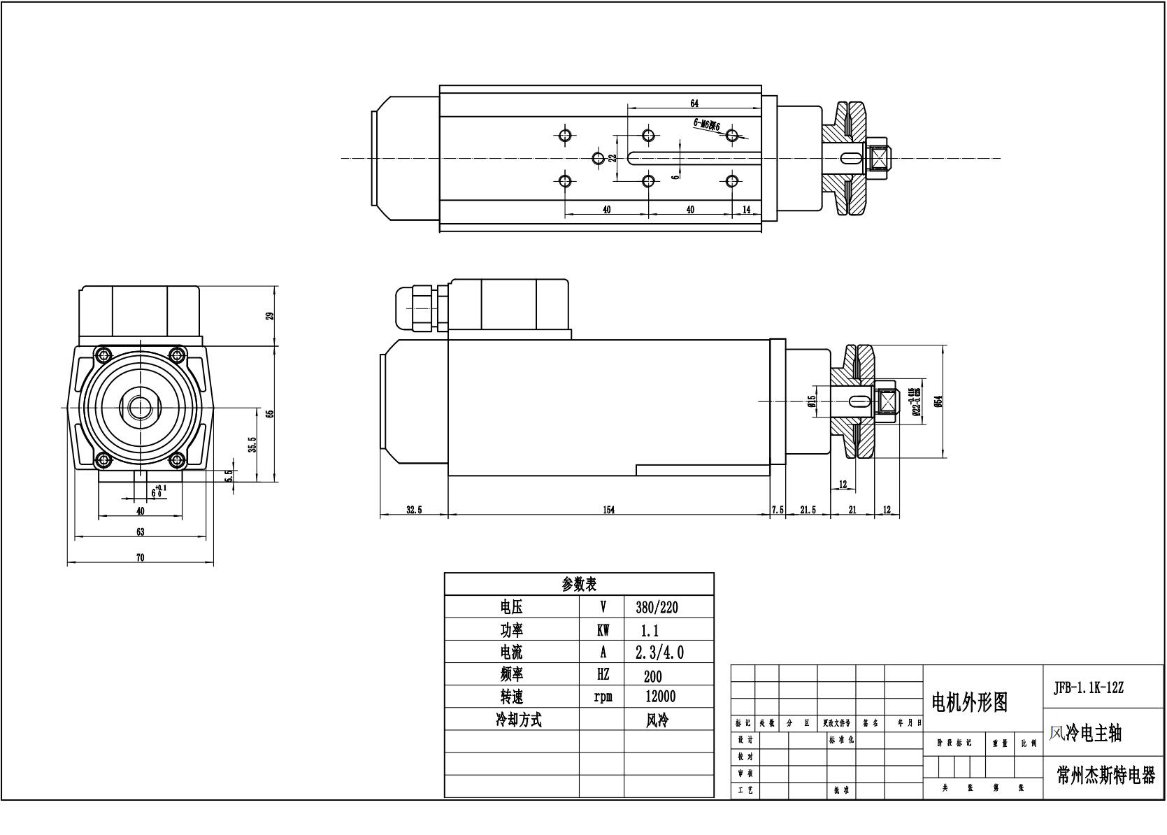 JFB35-12Z-1.1 High-Speed Motor for Edge Banding Machines End Trimming
