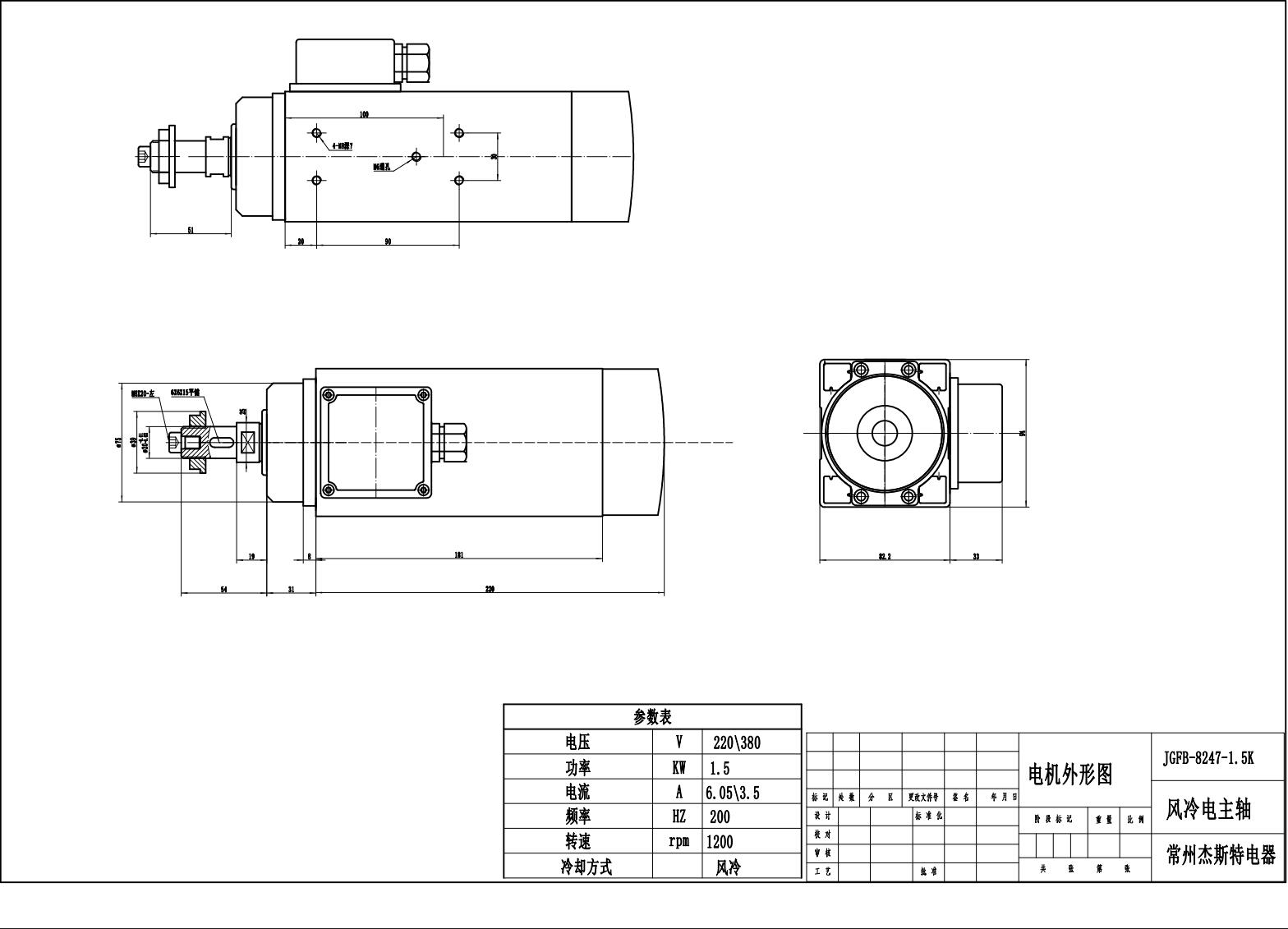 JFB41-12Z-1.5-A High-Speed Motor for Edge Banding Machines Pre-milling
