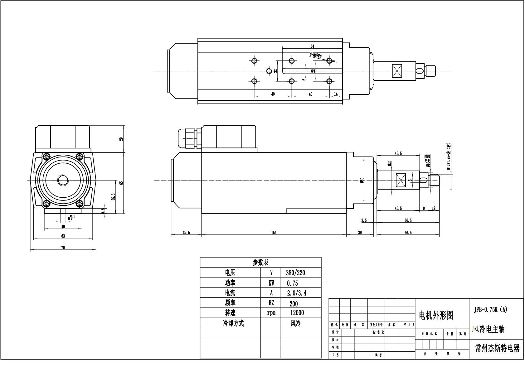 JFB35-12Z-0.75-A High-Speed Motor for Edge Banding Machines